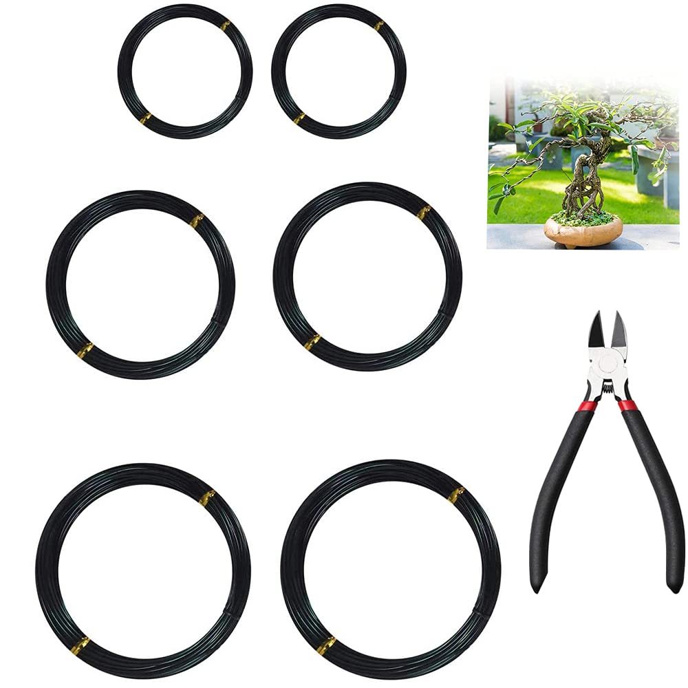 Mu Mianhua 30 Meters Tree Training Wires, Black Bonsai Wire Craft Aluminium Wire Garden Wire 1.0 mm/2.0 mm/3.0 mm with Bonsai Wire Cutter