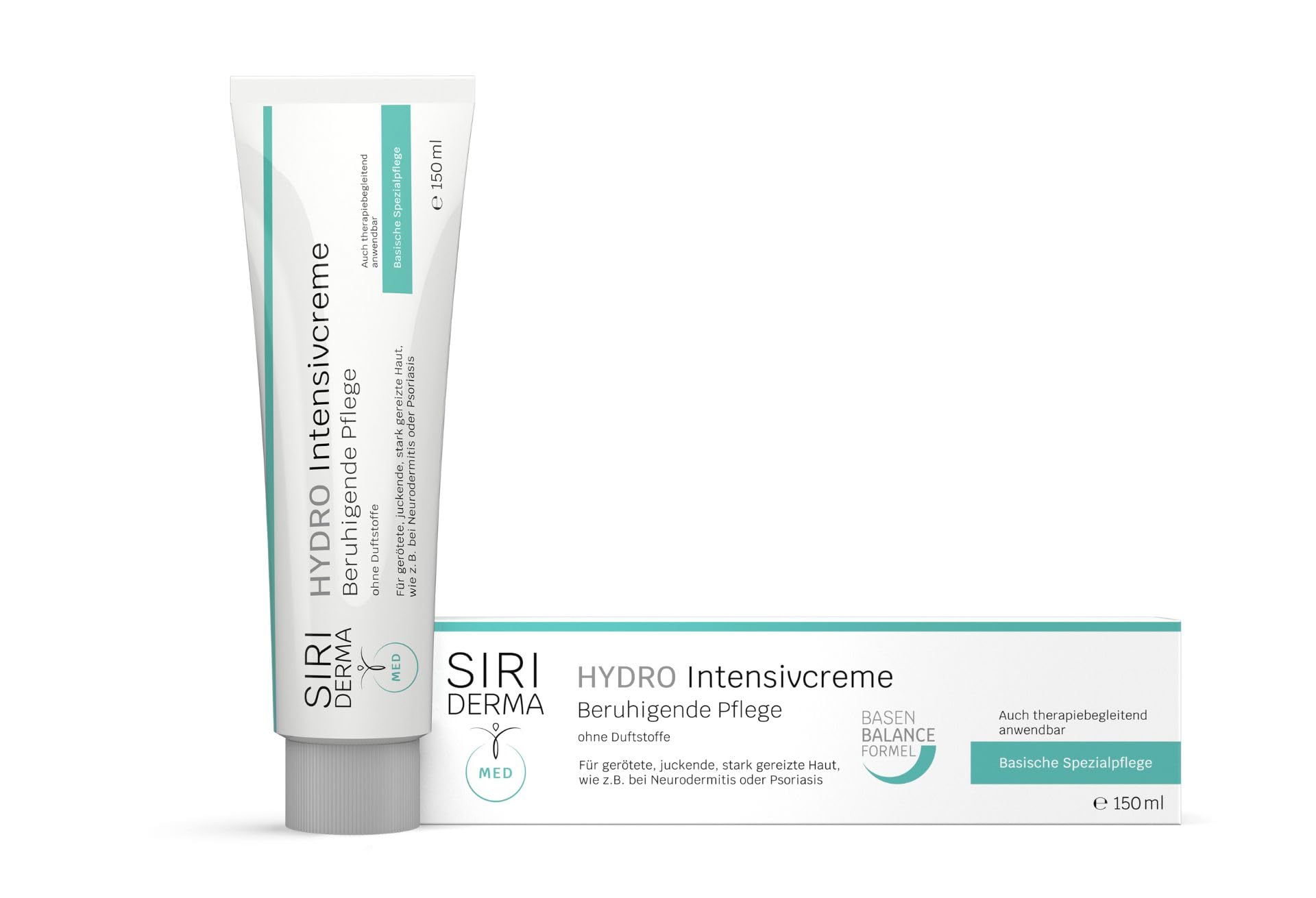 SIRIDERMA HYDRO Intensivcreme – Pflege für gereizte, juckende Haut bei Neurodermitis, Psoriasis & Rosacea | Lindert Juckreiz & Brennen, reduziert Rötungen | Ohne Parfum, 150 ml