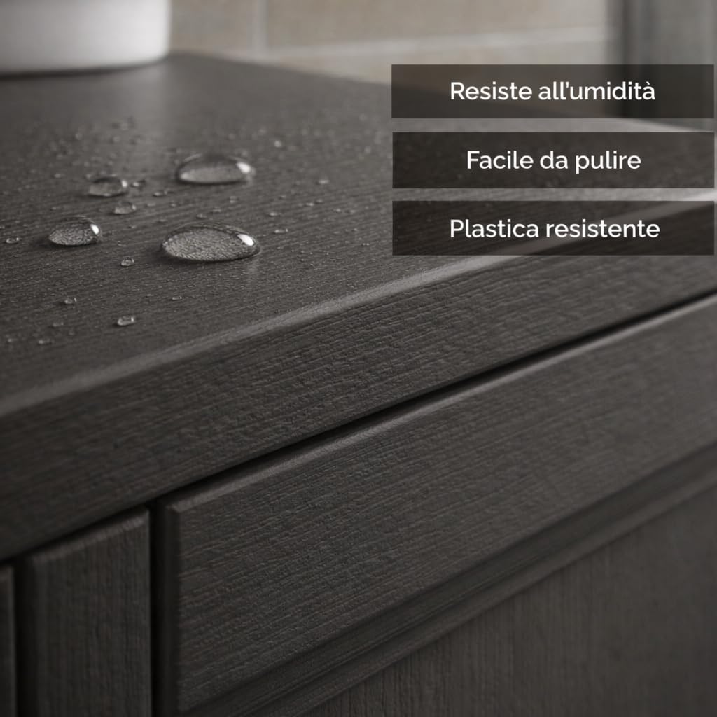 Mobile Bagno Salvaspazio 2 Ante in Plastica Wengé 40x43x85,5 cm – Armadietto Contenitore con Ripiano Interno per Asciugamani, Carta Igienica e Organizzazione Bagno (Taupe Scuro)