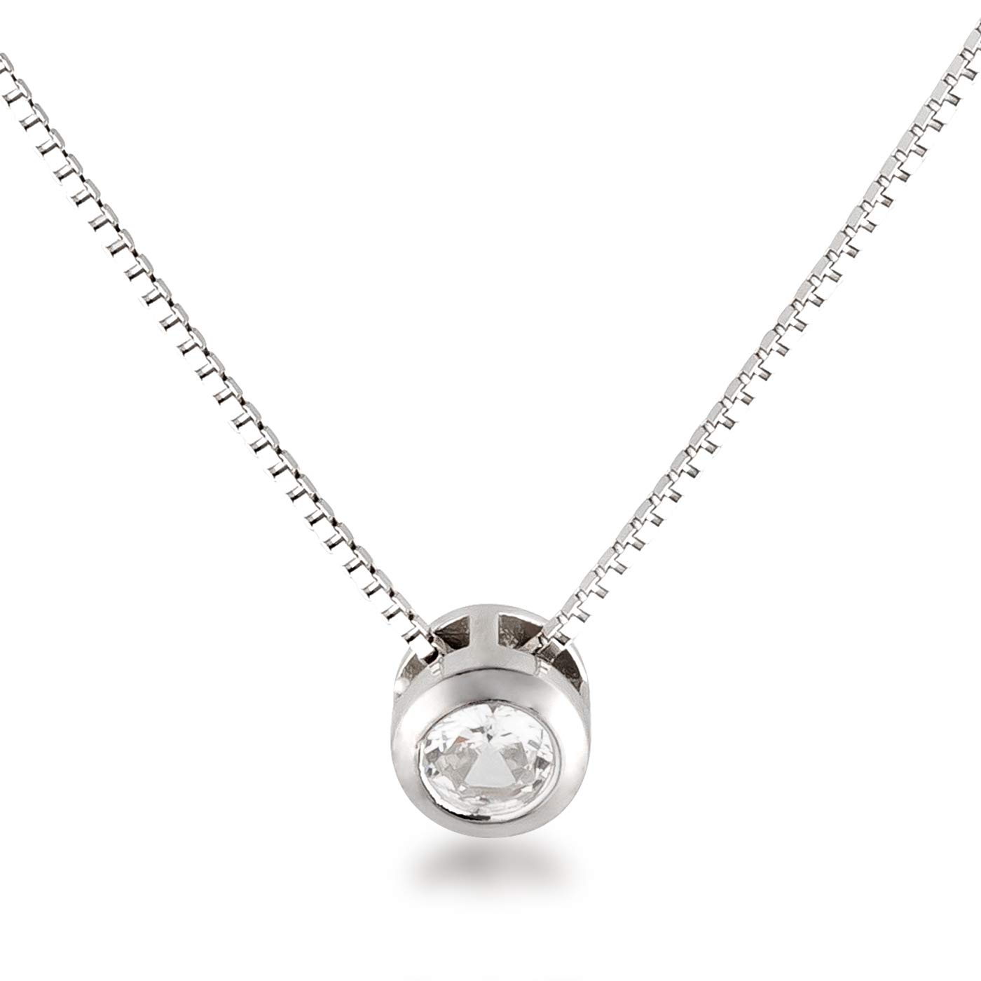 Schöner-SD Collana in argento 925 con ciondolo con zirconi solitari, piccola