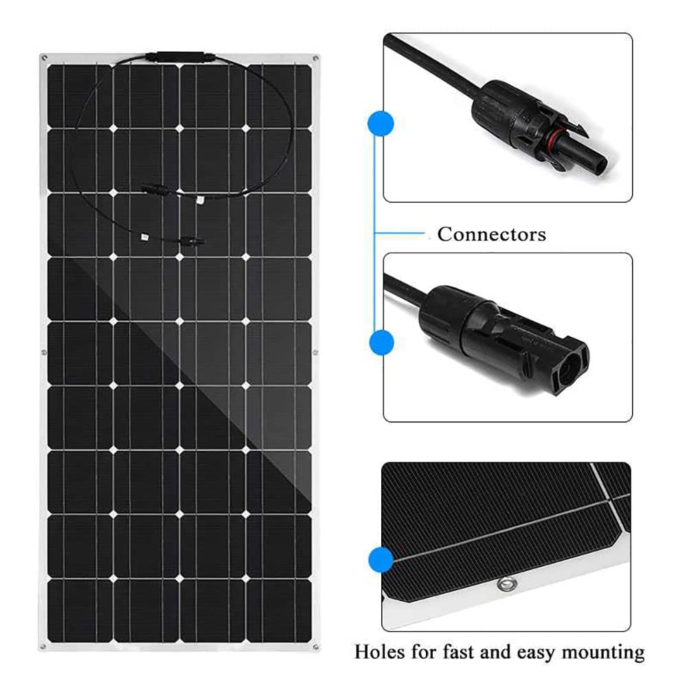 Kit Pannello Solare 18V 400W, 2 Pezzi Pannello Solare Flessibile Monocristallino Ad Efficienza off-Grid con Regolatore 30A/40A/50A/60A, per Tetto Camper Barca Auto 40A