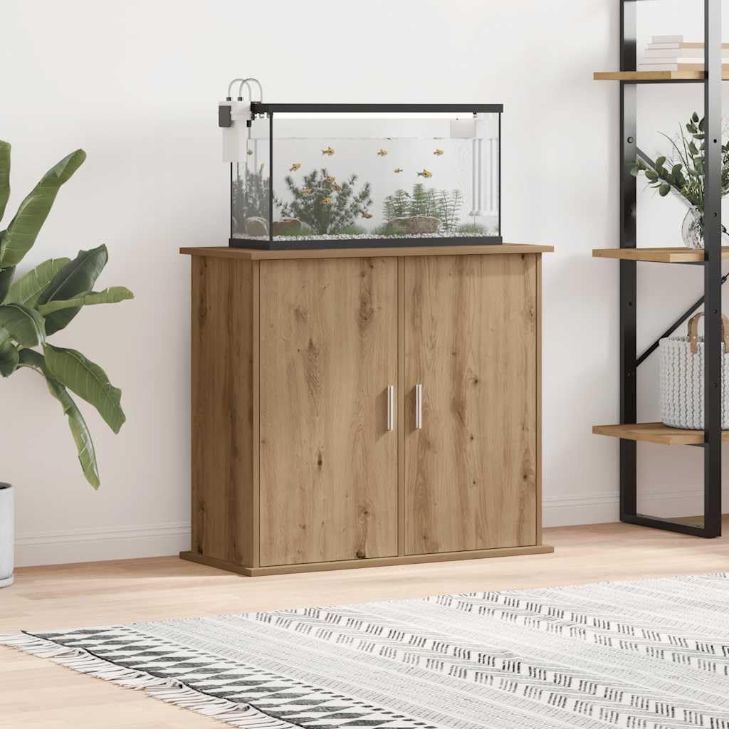 Mangloder - Soporte para acuario, mueble de madera de roble artesano, 81 x 36 x 73 cm, con 4 compartimentos, puerta, espacio de almacenamiento para alimento de peces, accesorios y vivienda