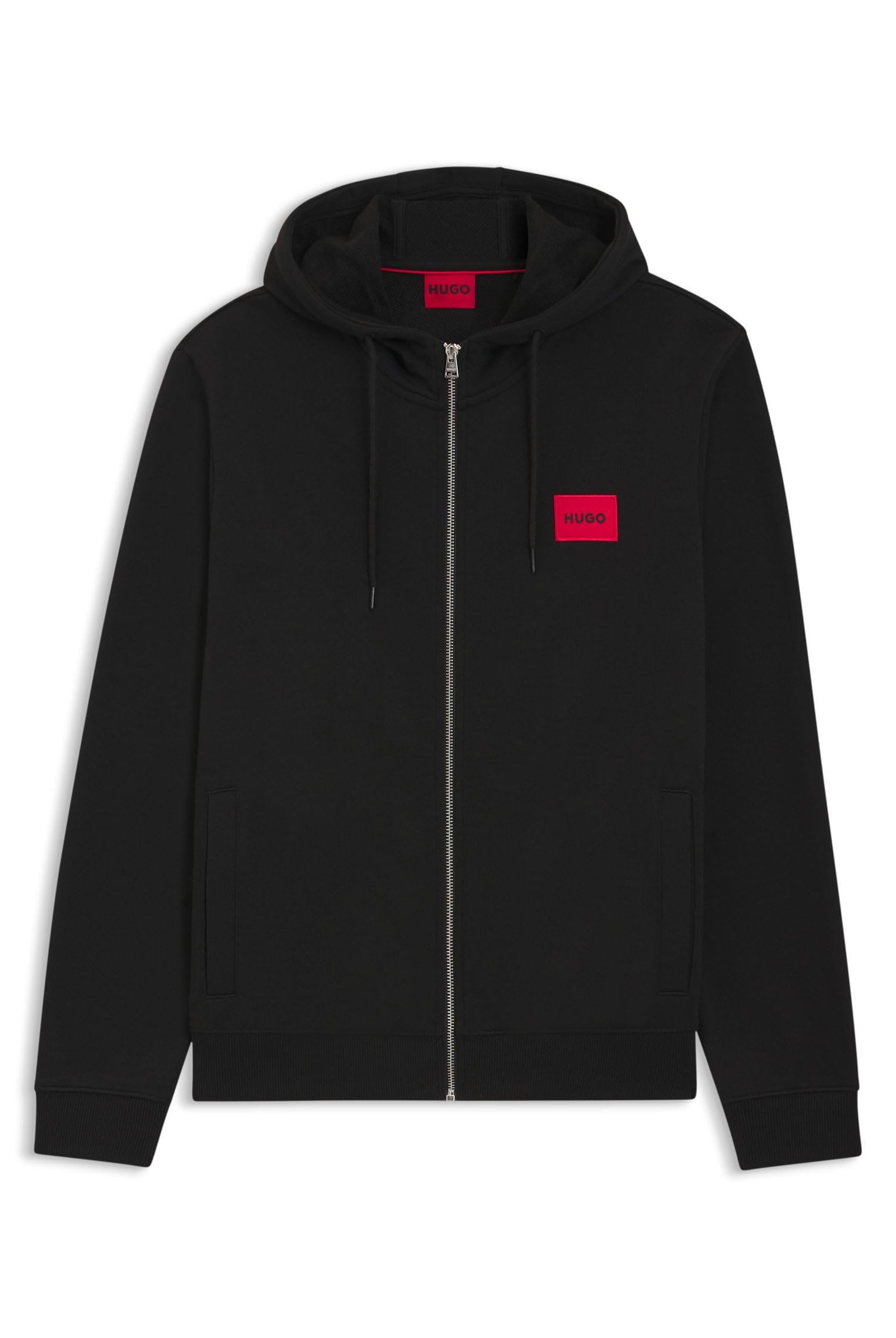 Hugo Herren Regular Fit Square Logo Jersey Hooded Zip Up Sweatshirt Kapuzenpullover (1er Pack)