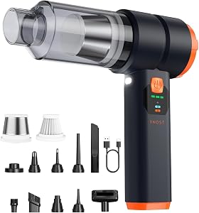 VNOST 30000Pa Suction Cordless 4-in-1 Car Vacuum for Car,Home,Matte Black | Portable Handheld Vacuum, 130000 RPM,6800mAh Battery,10 Nozzles,Rubber Paint Material,Birthday Gifts for Men Dad Husband