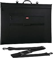 Vista 11 de Nicpro Bolsa de Portafolio de Arte Ligera, 23x31, Estuche de Lona de Arte Negro con Correa de Hombro Desmontable, Esquinas de Cuero, Estuche