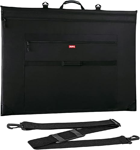 Miniatura 12 de Bolsa de Portafolio de Arte Ligera Nicpro, 20x26, Estuche de Lona de Arte Negro con Correa de Hombro Desmontable, Esquinas de Cuero, Estuche de
