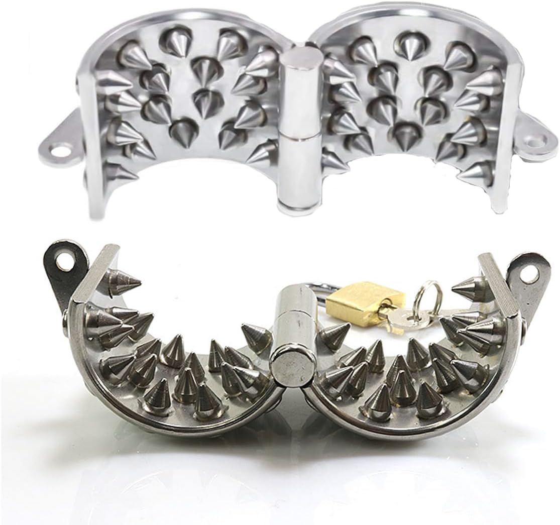 Multiple Spikes Stainless Steel Penis Ring Metal Testicle Ring Erections Cock Ring Man Chastity Device Bondage Erotic Sex Toys (1.57in/40mm)