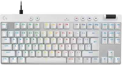 Logitech G Pro X TKL Rapid, Teclado para Gaming con Cable sin Teclado numérico con interruptores analógicos magnéticos, Modo de Disparo rápido, RGB, accionamiento Ajustable, US INTL – Blanco
