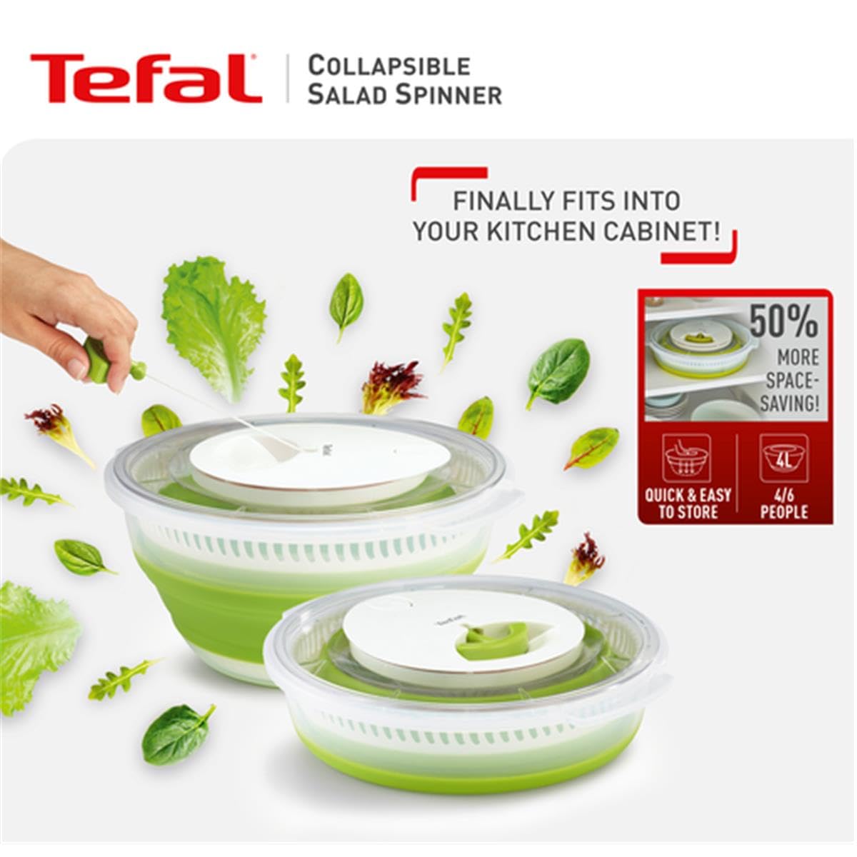 Tefal Essoreuse à salade pliable - Vert - Blanc