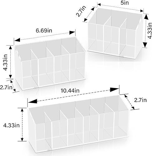 Miniatura 5 de Organizador de maquillaje acrílico de 6 compartimentos, 2 piezas, soporte de plástico transparente para brochas de maquillaje, solución perfecta de