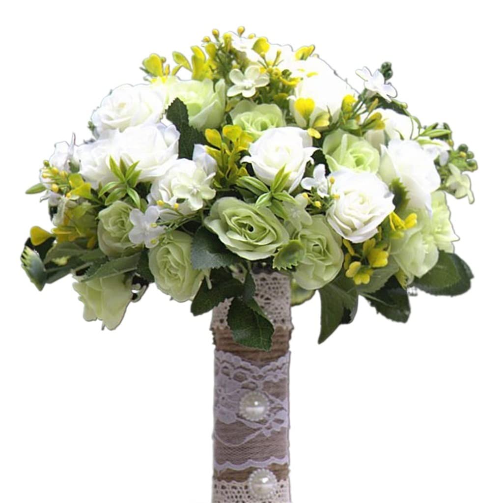 Bouquet de mariage avec fleurs artificielles faites à la main et roses