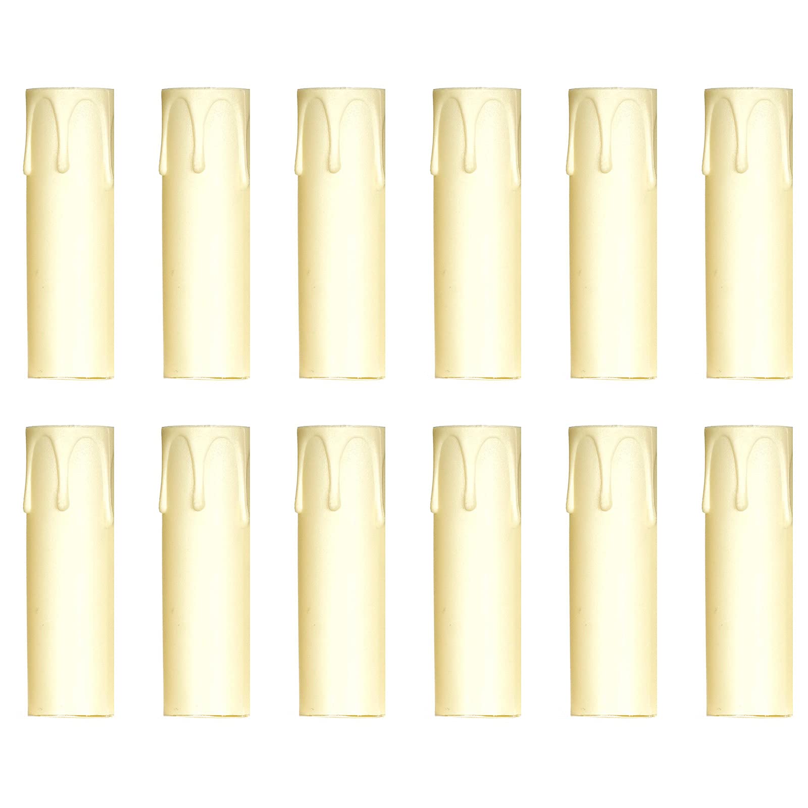 Ciata - 12 Pack - 2.5 inch Ivory Plastic Drip Candle Covers with 13/16 inch Inside Diameter and 7/8 inch Outside Diameter (2.5 inch, Ivory)