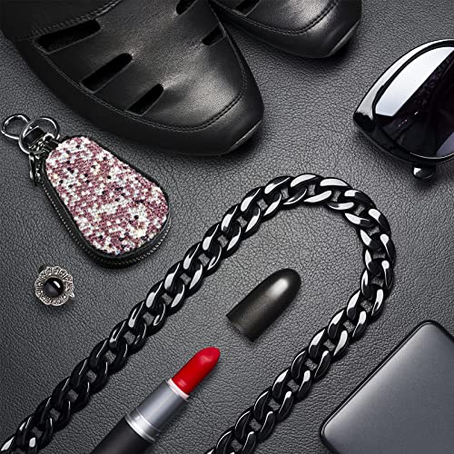 Bling Bling Car Key Chain Case Premium Leather Coin Holder Zipper Case Remote Wallet Bags, Apurple, One Size3