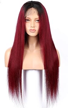 Amazon ウィメンズレッドロングウィッグ 本物のストレートヘア パーマ髪の染料をサポート 18inch 45 72cm Wzcxyx スポーツ アウトドア