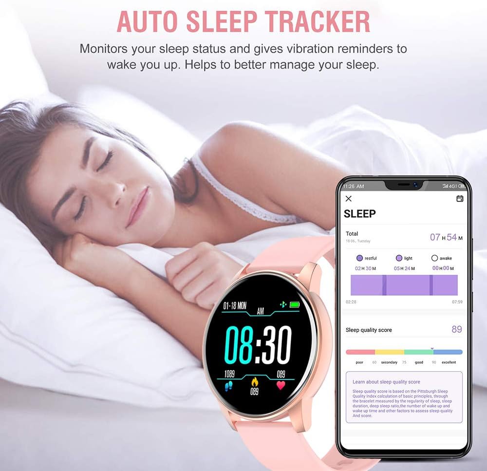 BONKEEY Reloj Inteligente, Smartwatch Mujer Hombre Monitor de Ritmo  Cardíaco Presión Arterial y Oxígeno en la Sangre Reloj Deportivo con  Monitor de Pasos Calorías, 1.3 inch Pantalla Grande, para IOS y Android (