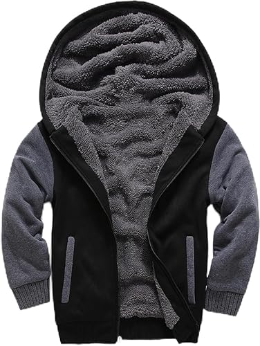 SECOOD Kids Hoodie Fleece Jacket - Warm Sherpa Lined Zip Up