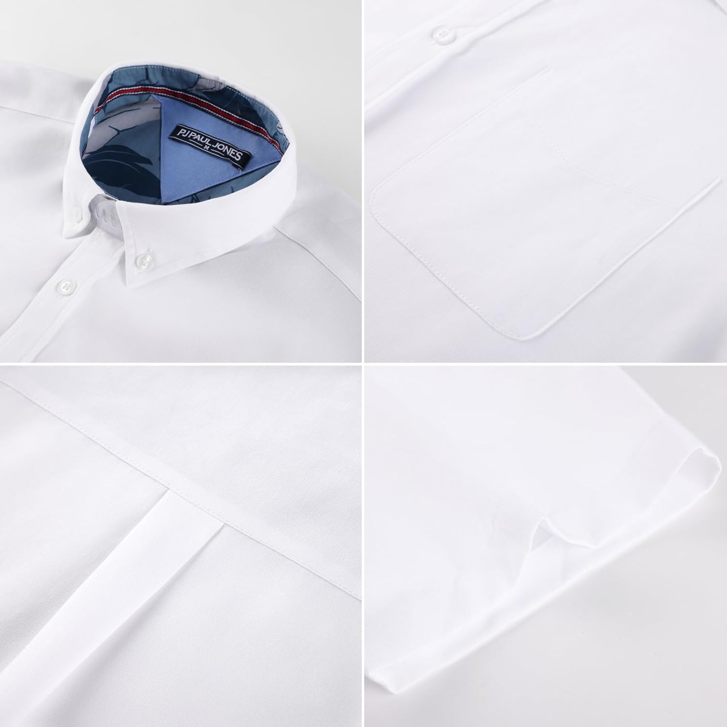 PJ PAUL JONES Mens Dress Shirts Oxford Button Down Shirt Short Sleeve Business Casual Untucked Shirts with Pocket - Image 7