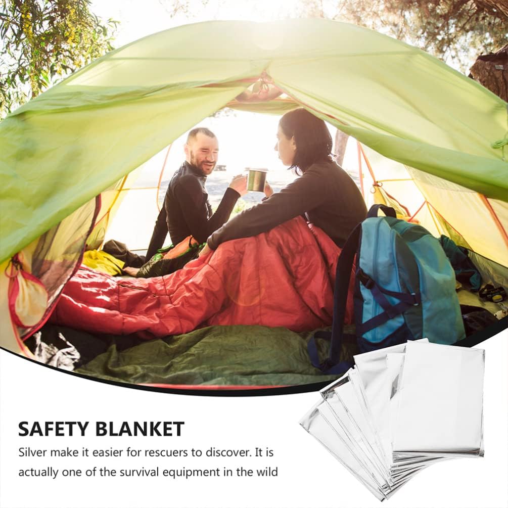 GANAZONO 6pcs Emergency Thermal Insulation Blanket Outdoor Survival Gear for Camping Hiking and First Aid Foil for Weather Conditions