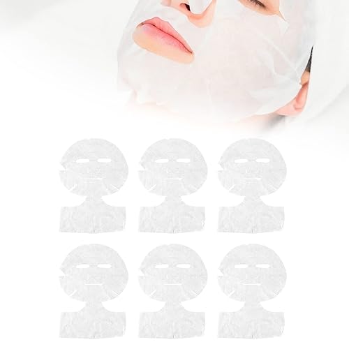 Miniatura 2 de Brrnoo 50 piezas desechables de seda blanca facial y máscara de cuello, hojas de máscara facial precortadas, material de seda ligera, cuidado de la