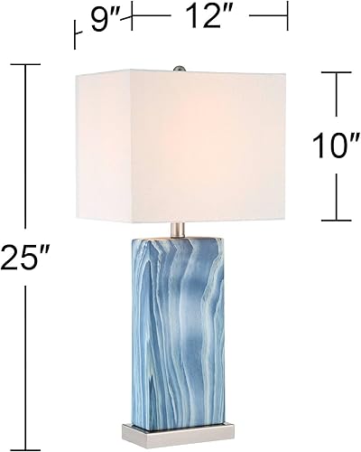 Miniatura 4 de 360 Lighting Connie Mid Century Modern Table Lamps 25" High Set of 2 with USB Charging Port White Faux Marble Rectangular Shade for Living Room Desk