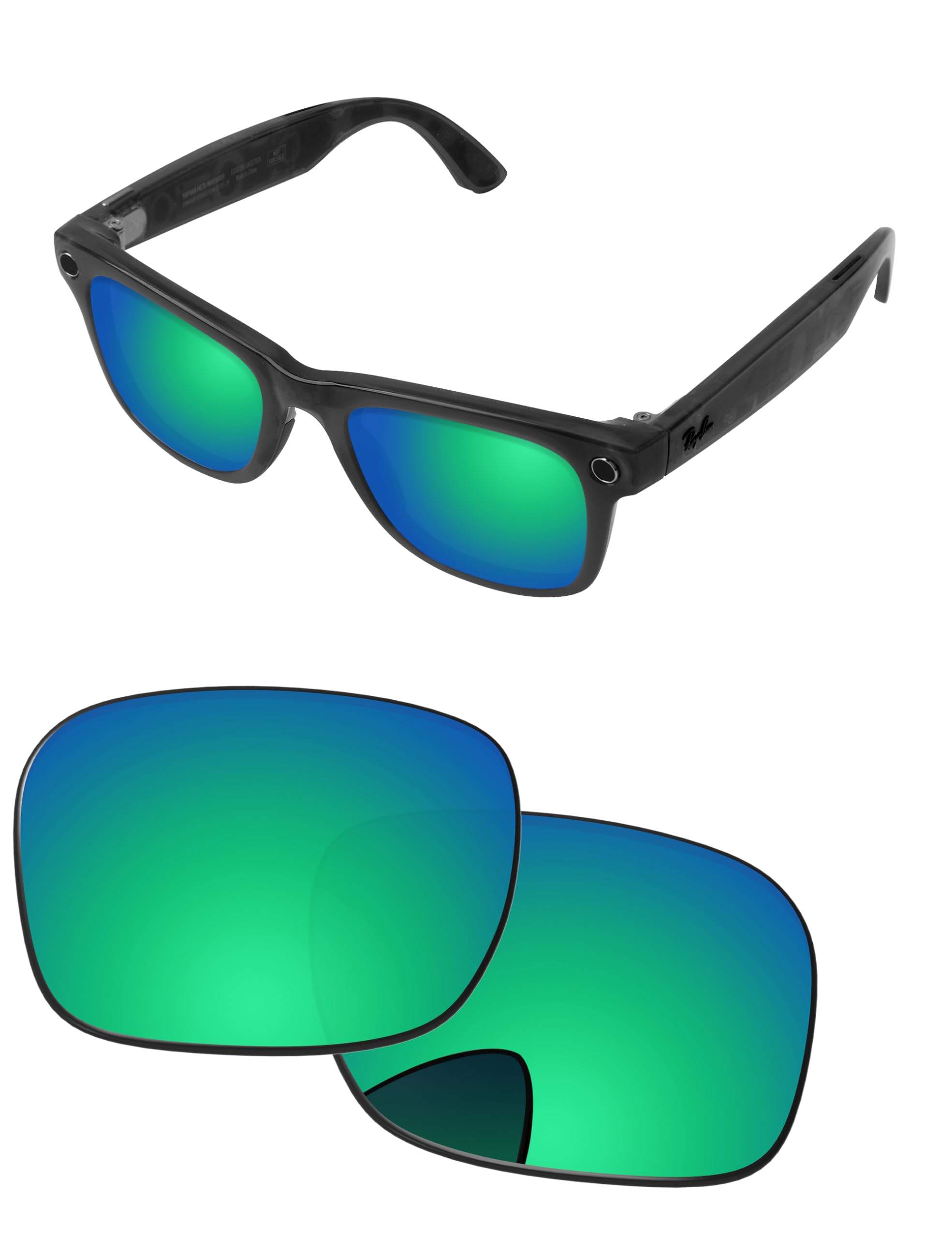 Replacement Lenses for Ray-Ban Meta Wayfarer RW4006 &amp; RW4012 50mm AI Glasses - Photochromic, Anti Blue Light Lens