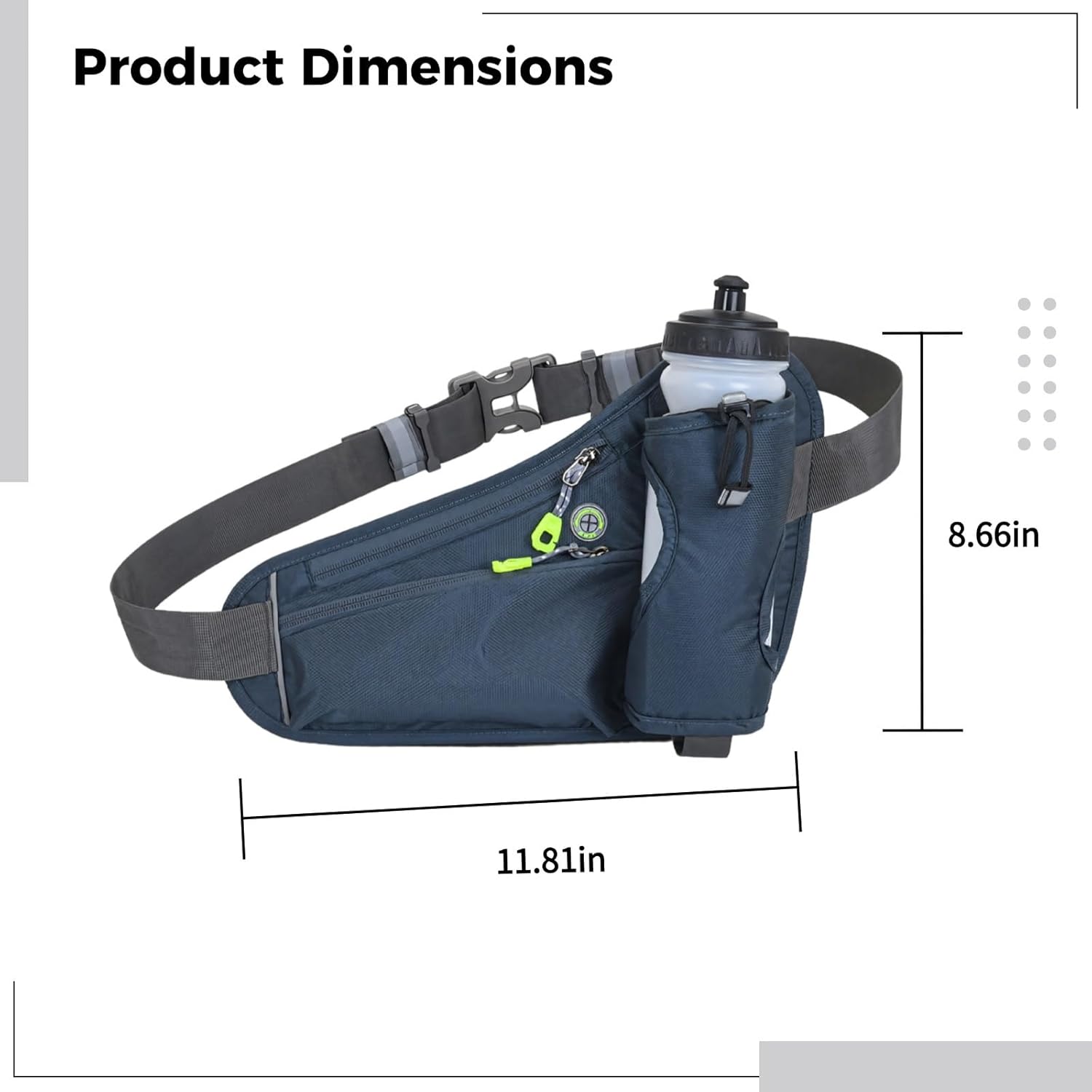 Hydration Belt With Fanny Pack, Waterproof Running Pouch, Adjustable Reflective Sports Belt For Phone, Fitness Jogging Hiking Waist Bag