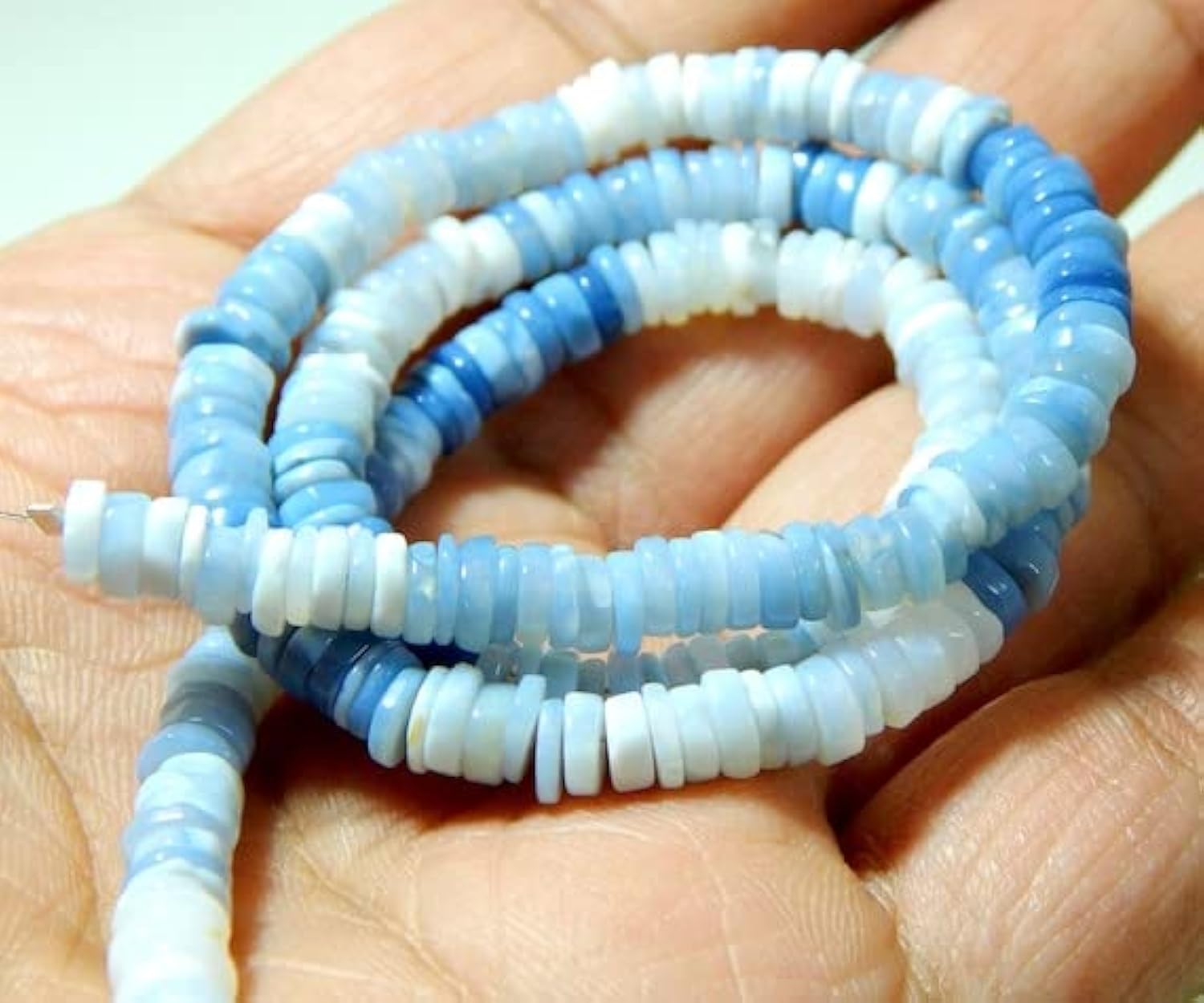 Opale indienne bleue LKBEADS perles pneu 5mm fil 16" pour création de bijoux