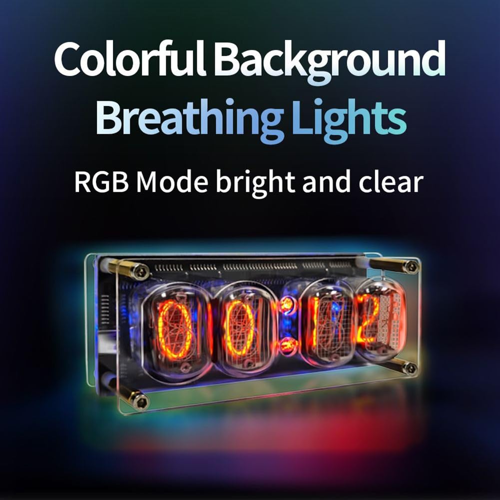 Buy Nixie Clock,IN-12 LED Tube Clock 4-Bit Seven-Color RGB LED DS3231 Digital Nixie Clock IN-12B