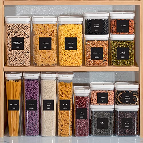263 Minimalist Pantry Label Set, White Text On Black Vinyl Waterproof Label Sticker With Removable Adhesive - Fits On Round, Square And Rectangle Glass Jars - Organize Baking, Grains, Beans And Snacks #TOP7