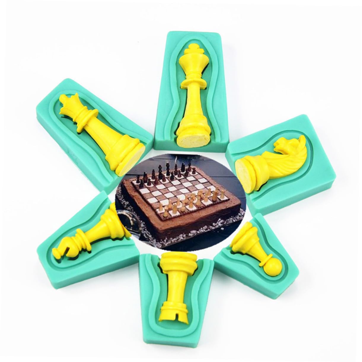 Molde de Silicona 3d para Chocolate de Ajedrez, 12 Piezas | Verde, Flexible y Fácil de Limpiar, Diseño Creativo para Hornear Fondant y Tartas