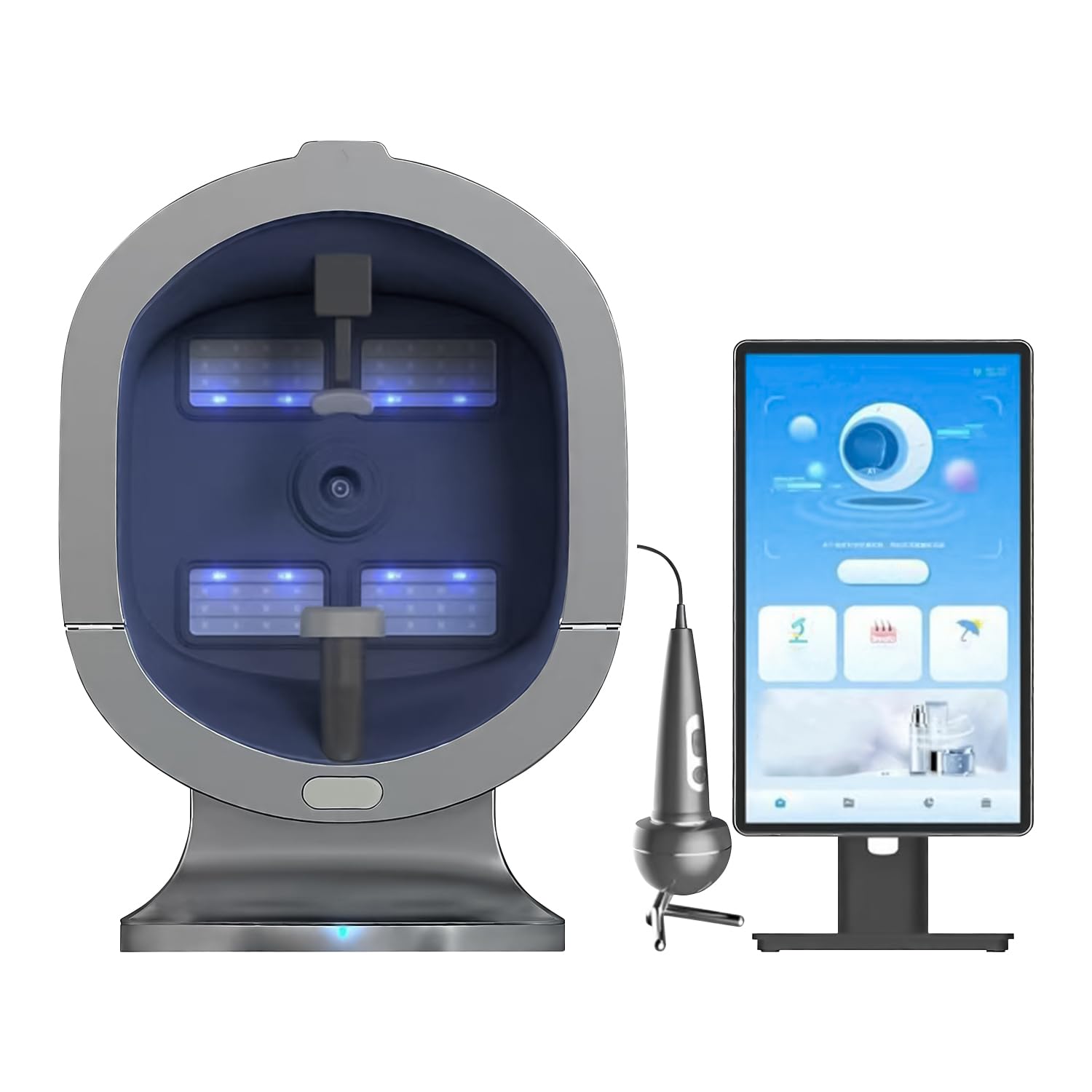 AI Skin Analyzer Machine, Professional Face & Scalp Scanner with Multi-Light Detection for Acne, Aging, Pigmentation, UV, Microflora Analysis, Home & Salon Use