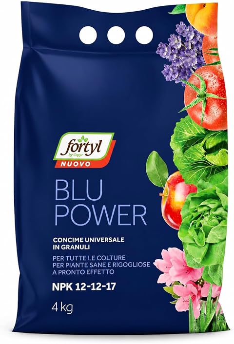 Copyr | Fortyl Blue Power, Concime Universale Granulare a Pronto Effetto, Nutrizione Completa NPK 12-12-17 per Piante, Fiori, Orto e Giardino, 4 kg