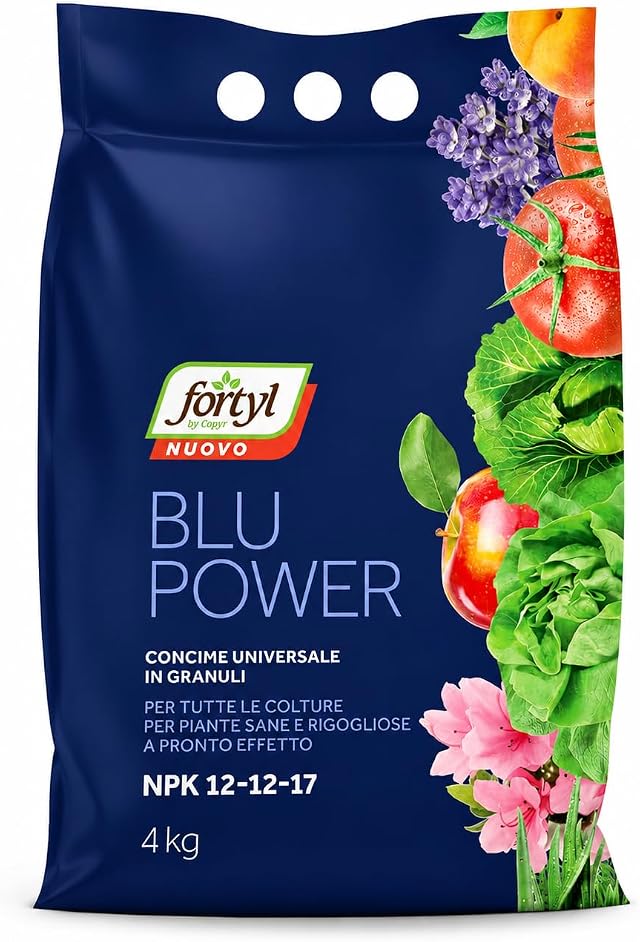 Copyr | Fortyl Blue Power, Concime Universale Granulare a Pronto Effetto, Nutrizione Completa NPK 12-12-17 per Piante, Fiori, Orto e Giardino, 4 kg