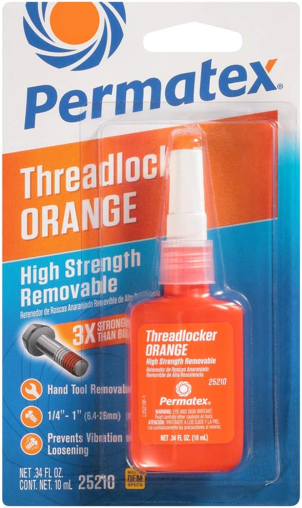 25210 High Strength Removable Threadlocker Orange Liquid, 10 ml