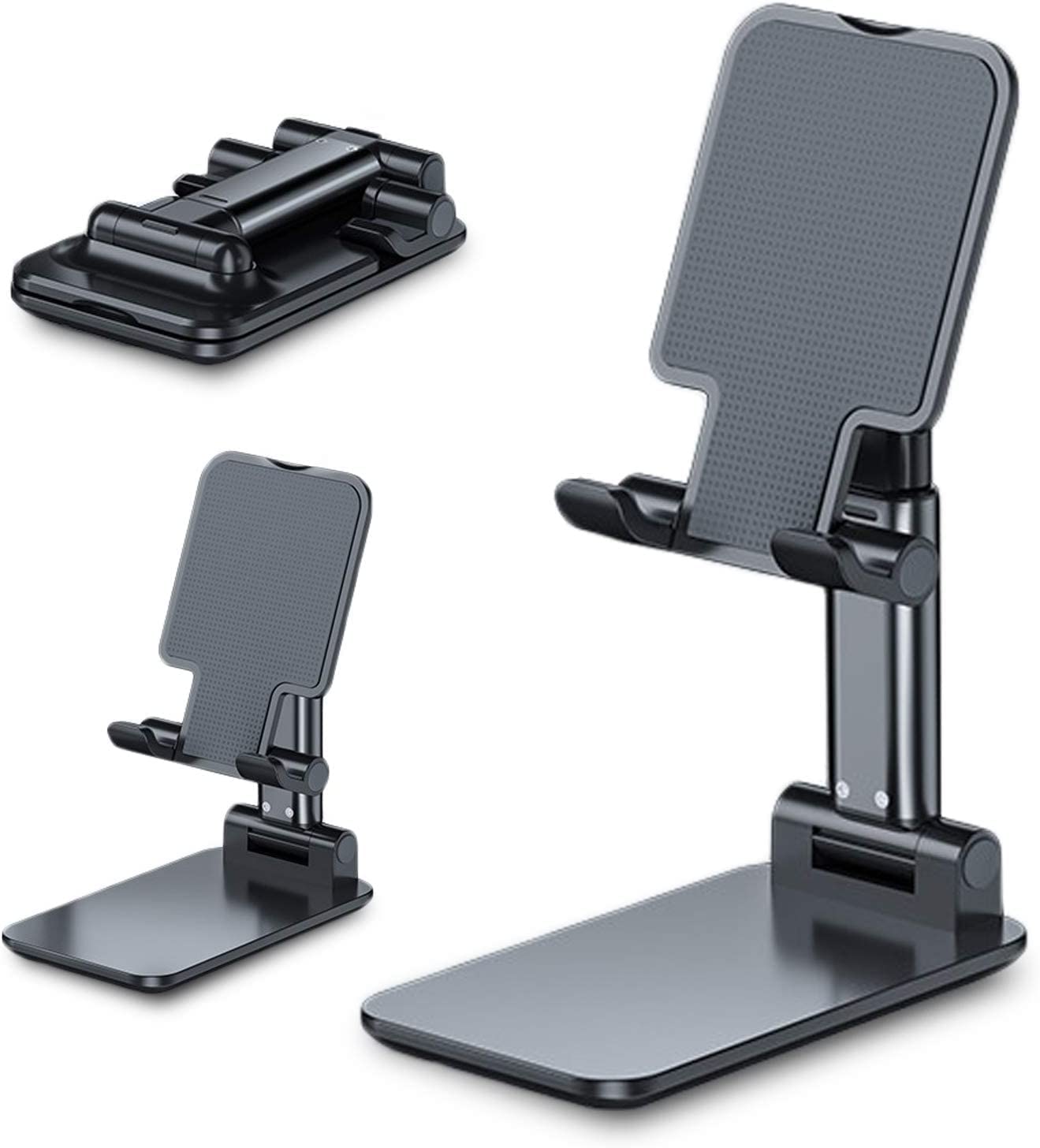 V-WalkCell Phone Stand, Adjustable phone holder for Desk, Foldable Desktop Tablet Stand Holder, Double Adjustable Mobile stand Phone Tablet Holder (Black)
