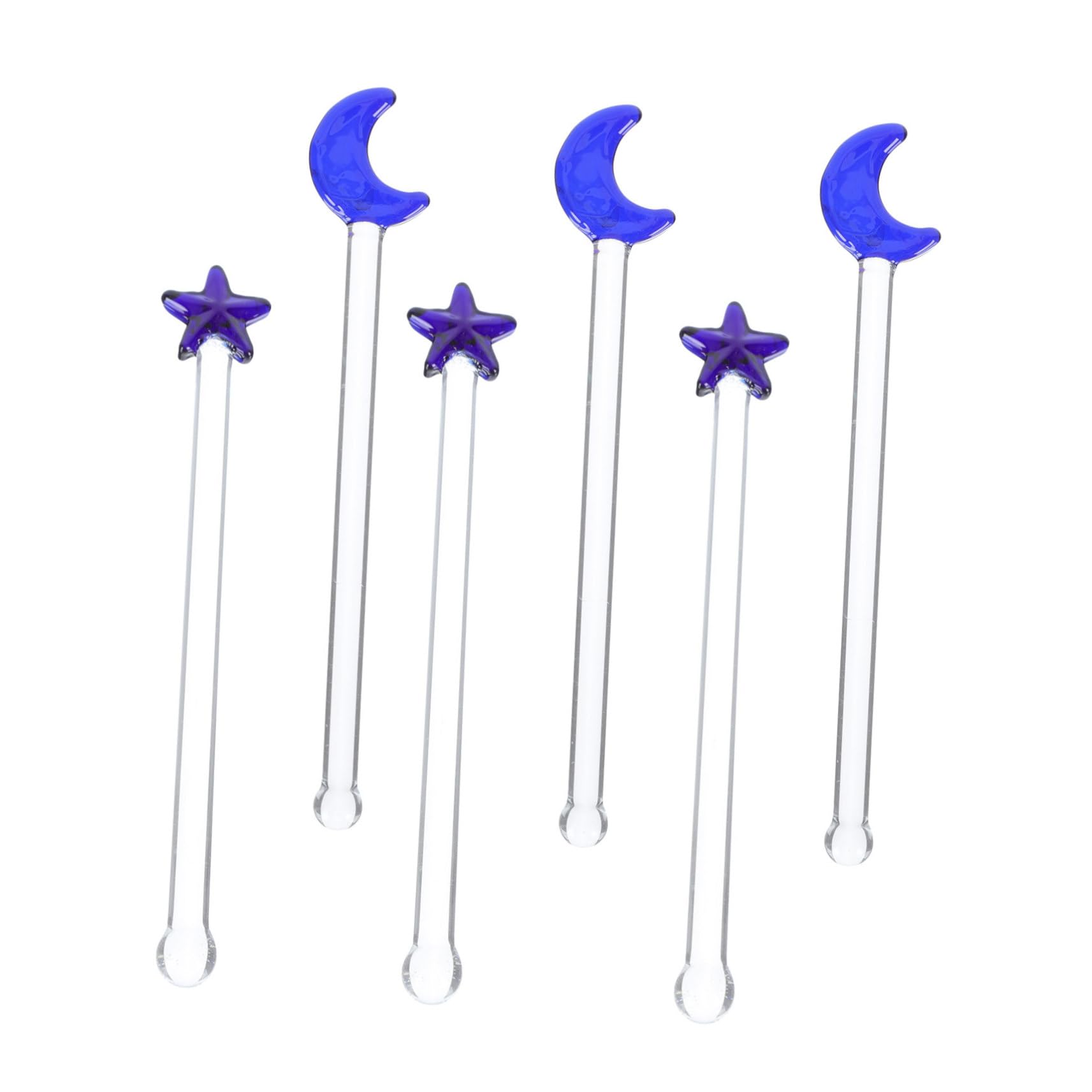 GLEAVI 6Pcs Creative Drink Stirrers Moon Star Mixers for Juice Cocktails Elegant Swizzle Sticks for Home Bar Party Use