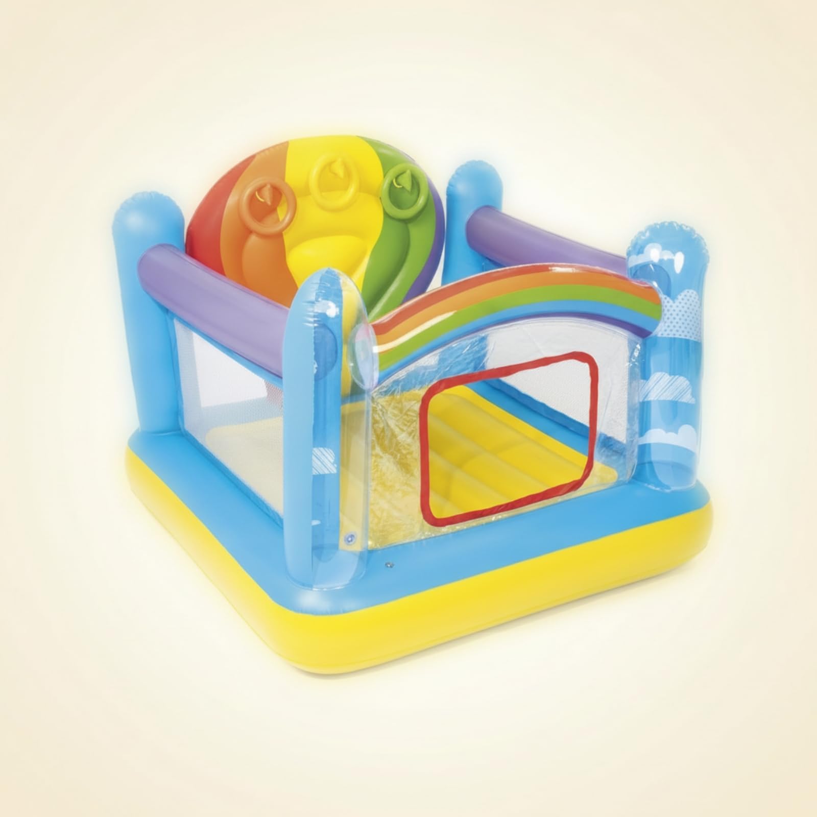 Castello Gonfiabile per Bambini Casa Saltellante Bouncer Zona Gioco Interna Materiale PVC Fondo Ammortizzato Laterali Struttura Compatta Accesso