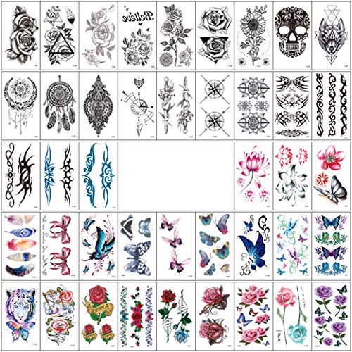 Lekkas Women Temporary Tattoos Tiny Hands Waterproof Fake Tattoos Long Lasting Removal Body Art stickers Pack of 42 Sheets