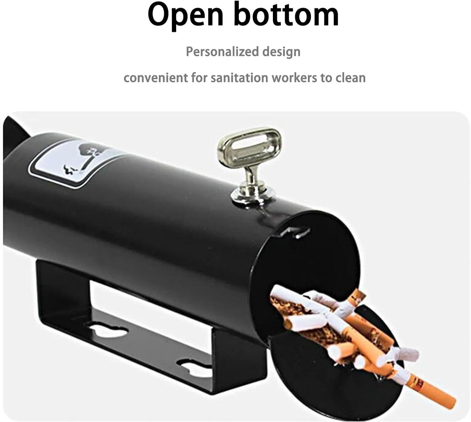 Outdoor Stainless Steel Wall Mounted Standing Ashtray, Outside Cigar Container Ash Tray,Cigarettes Ash Butt Disposal for Commercial Garden Patio(Black)