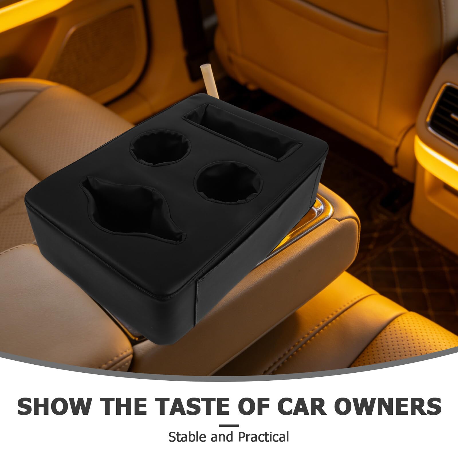 GALPADA Portabicchieri Accessorio per Auto e Organizzazione Pratica Facile Installazione e Stabilità Sicura in Pu Nero per Sedile Posteriore Auto