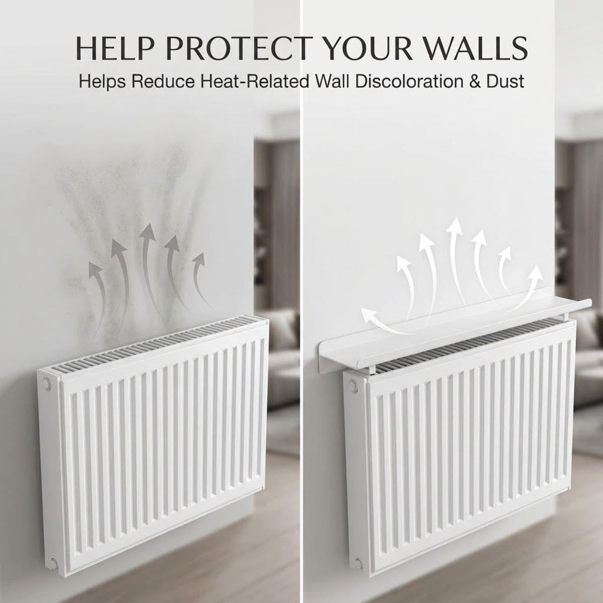 Tablette de Radiateur sans Perçage en Aluminium, Protège le Mur