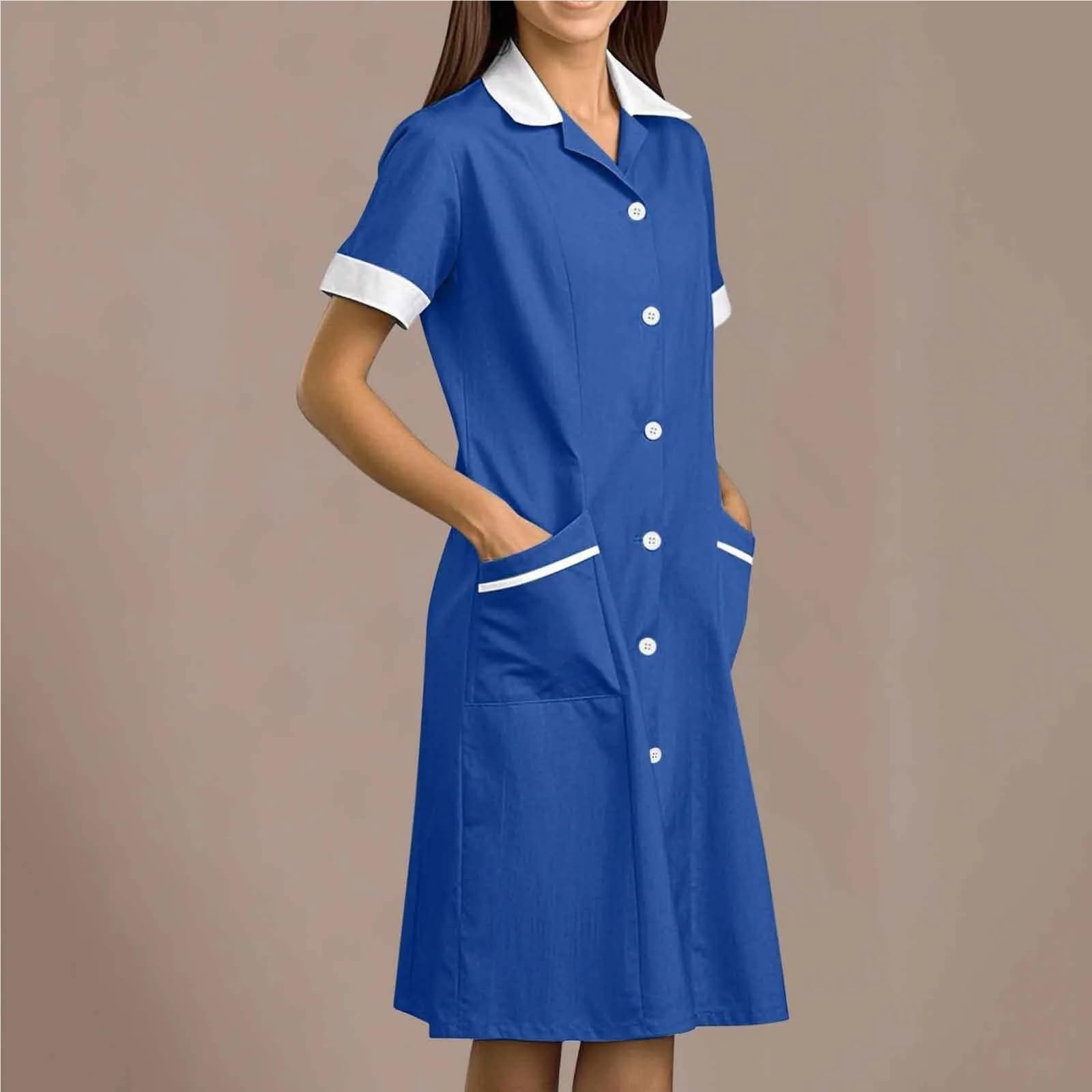 Bata de Laboratorio Blanca de Manga Larga for Mujer, Ropa de Trabajo de Verano for Enfermera, for SPA, salón de Belleza, Chaqueta, Bata(Light Blue,M)