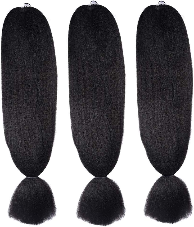 3 Packs 48 inch Braiding Hair kanekalon Crochet Braids Synthetic Hair Extensions x-pression Jumbo Braid Hair 57G*3 (48inch 3 Pack, 1B)