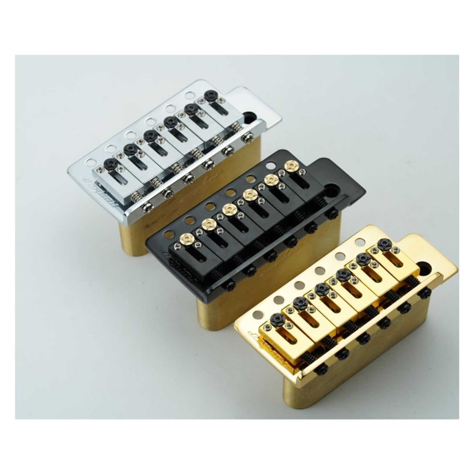 Ponte per chitarra elettrica, compatibile con GUYKER, GG1001-S | Base in ottone, selletta blocca corda in acciaio inox, ponte in metallo(CR)