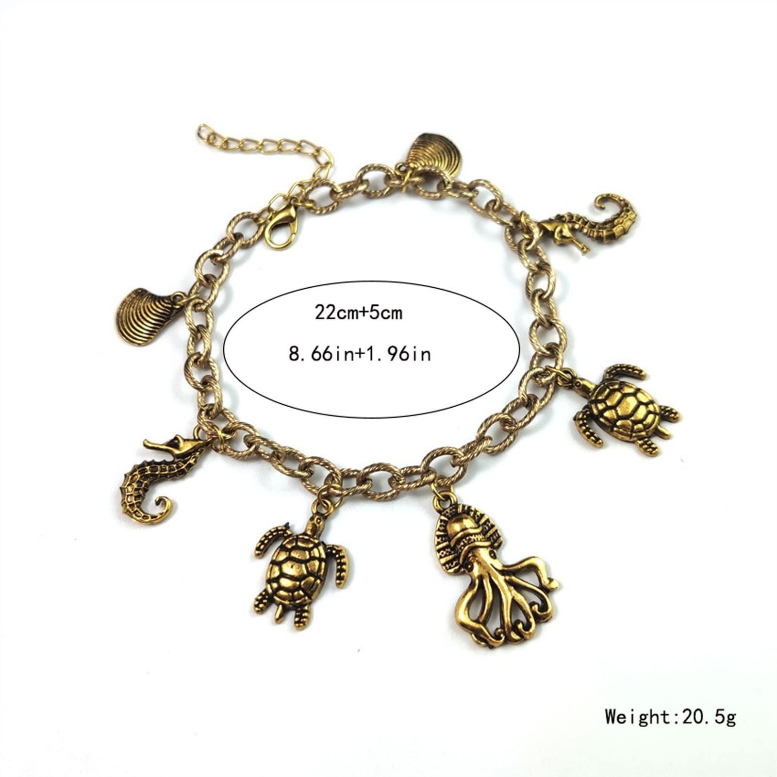 Tobillera/Tobilleras Diseño de Colgante de Concha de Pulpo Tobillera-Tortuga Colgante Tobillera-Calzado Ajustable Pulseras de Tobillo (Color : Golden)