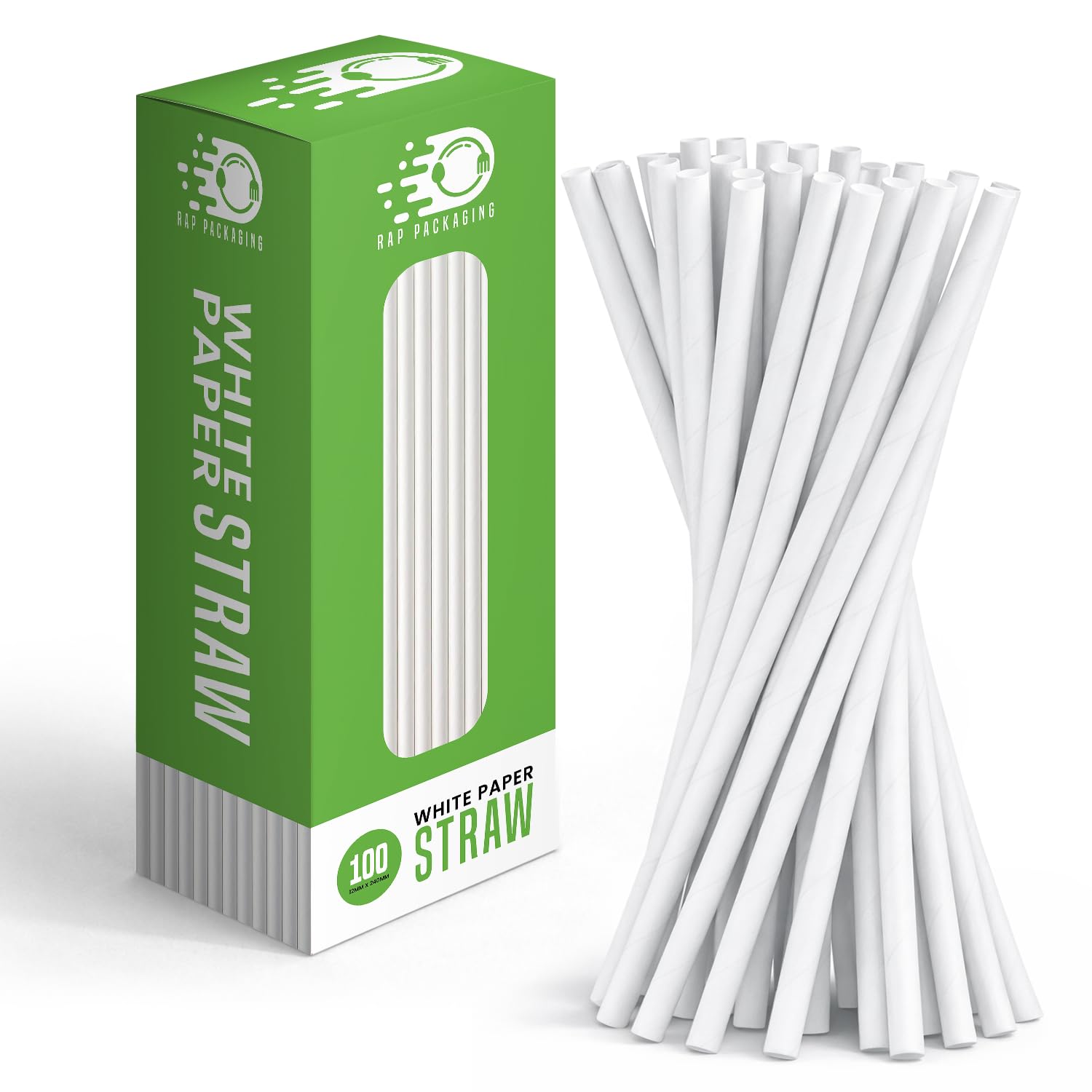 200pcs Disposable Paper Drinking Straws, White (6mm x 200mm) Biodegradable Eco‑Friendly Kraft Straws for Smoothies, Milkshakes, Cocktails & Parties Disposable Compostable Paper Straws.