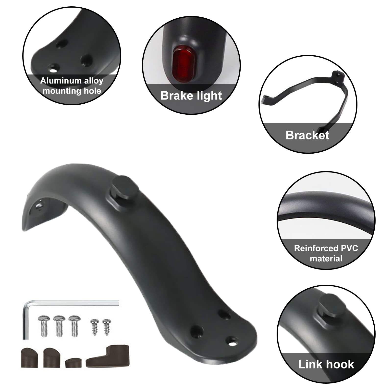 Kit 3-en-1 Pour Trottinette Xiaomi M365/Pro - Garde-boue Arrière + Feu + Support