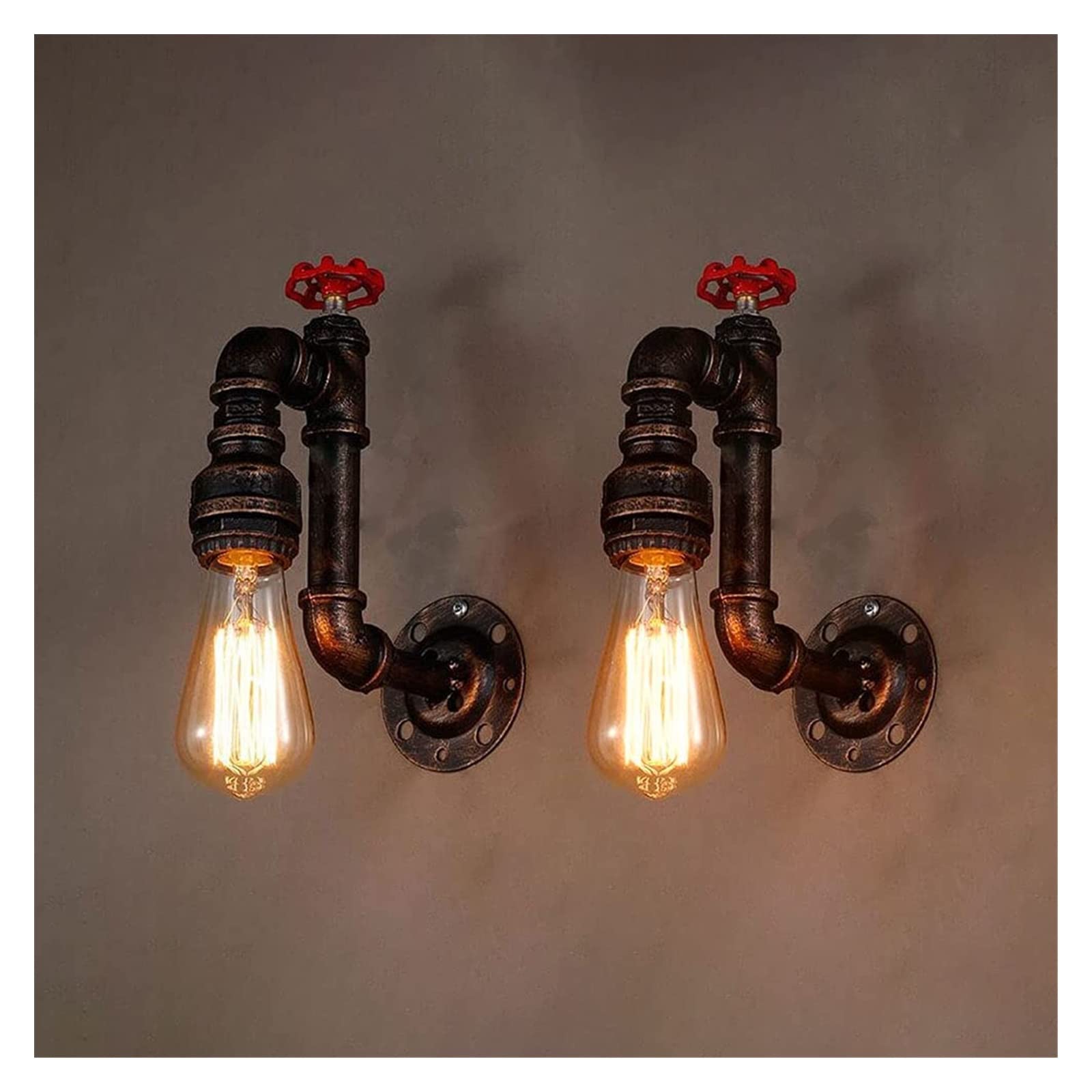 ALDEPO Wall Lamp Light Industrial Wall Lamp, Antique Metal Water Pipe Wall Sconces Set of 2, Indoor Farmhouse Wall Lighting Fixture, Vintage Wall Sconce Lights for Bar Corridor Balcony Cafe