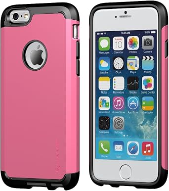 LUVVITT [أفضل غطاء متين مزدوج الطبقة من Ultra Armor لامتصاص الصدمات مصمم لهاتف Apple iPhone 6/6s Plus - أسود/وردي