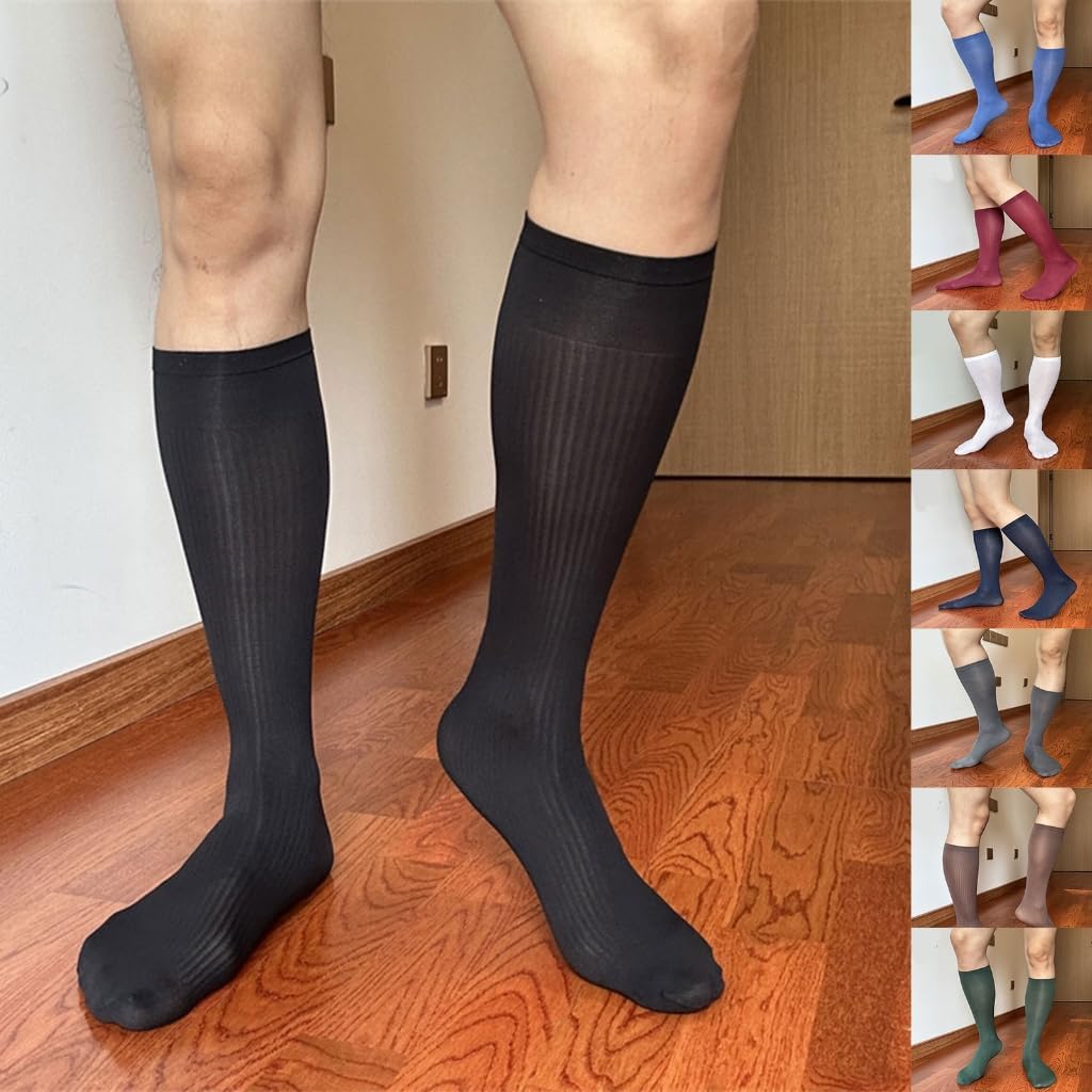 1Pair Men's Middle Calf Business Dress Socks for Prom Professional Attire
